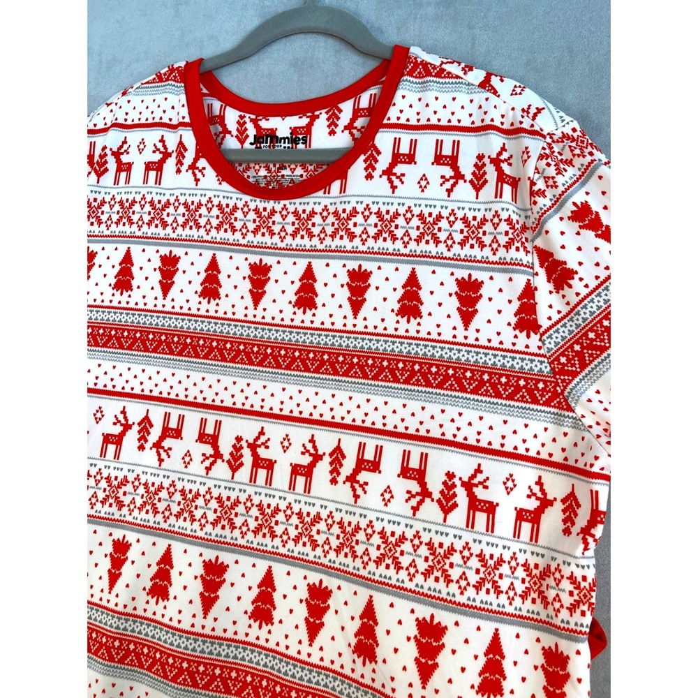 Jammies For Your Families Mens Large Pajama Set Red White Fair Isle Reindeer - Picture 2 of 10